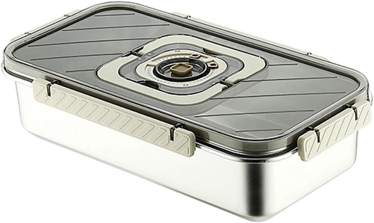 Broodtrommel RVS - Metalen bak - Brood vers houden - Slimme versheidscontrole - 36x20x8.5 cm - Zilverkleurig