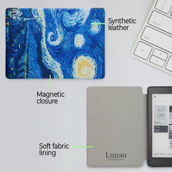 Kobo Aura H2O Hoes - E-reader Cover - Bescherming E-reader - Automatische Slaapfunctie - 6.8 inch - Sterrennacht Design van Kobo — afbeelding 4