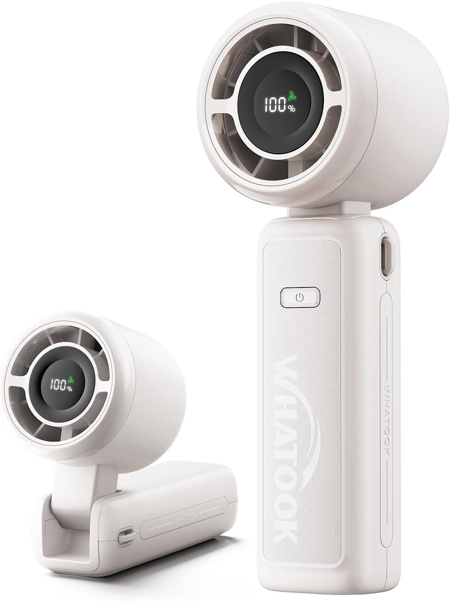 SnelShoppen - Handventilator 4000 mAh Turbo, Inklapbaar Design, High-Speed Mini Ventilator met 12 Uur Looptijd, 5 Standen LED-Display, Koelventilator