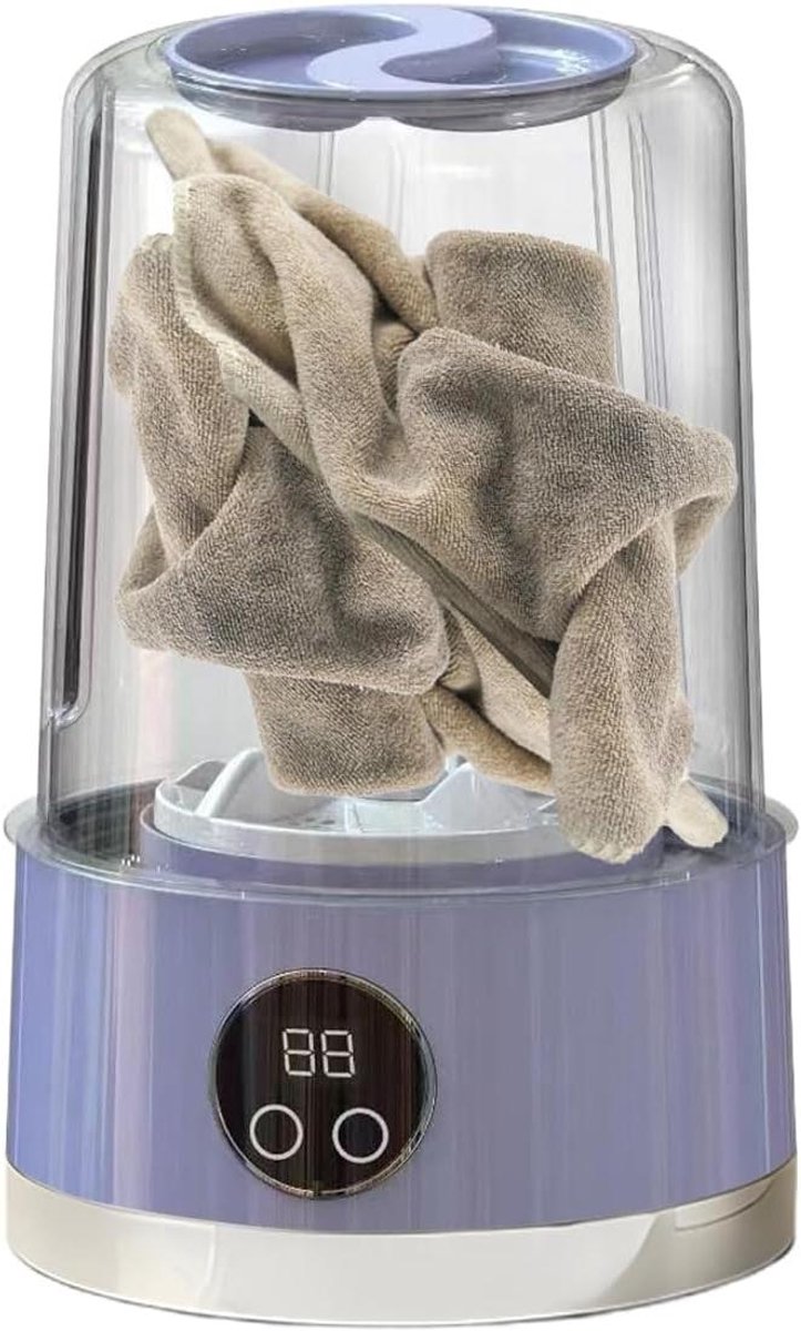 Draagbare Wasmachine Ondergoedwasser Compact Reiniging Onderweg Oplaadbaar Digitaal Display 13 x 13 x 13 cm Paars