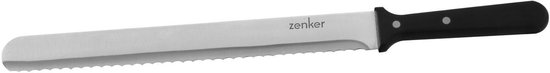 Zenker broodmes met zwart handvat en gekarteld roestvrijstalen lemmet.
