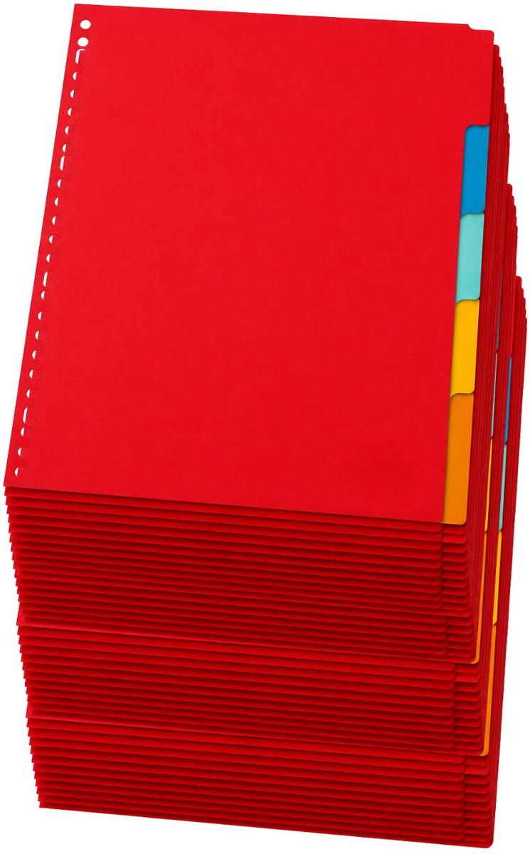Stylex A4 tabbladen set - 50x stuks - gekleurd - 23 ringen - karton - ringmap tabs