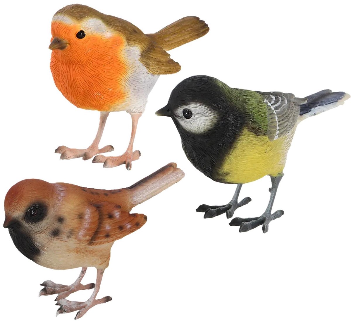 Esschert Design tuinvogel beeldjes set - 3x - ca 10 cm - vogels - polyresin