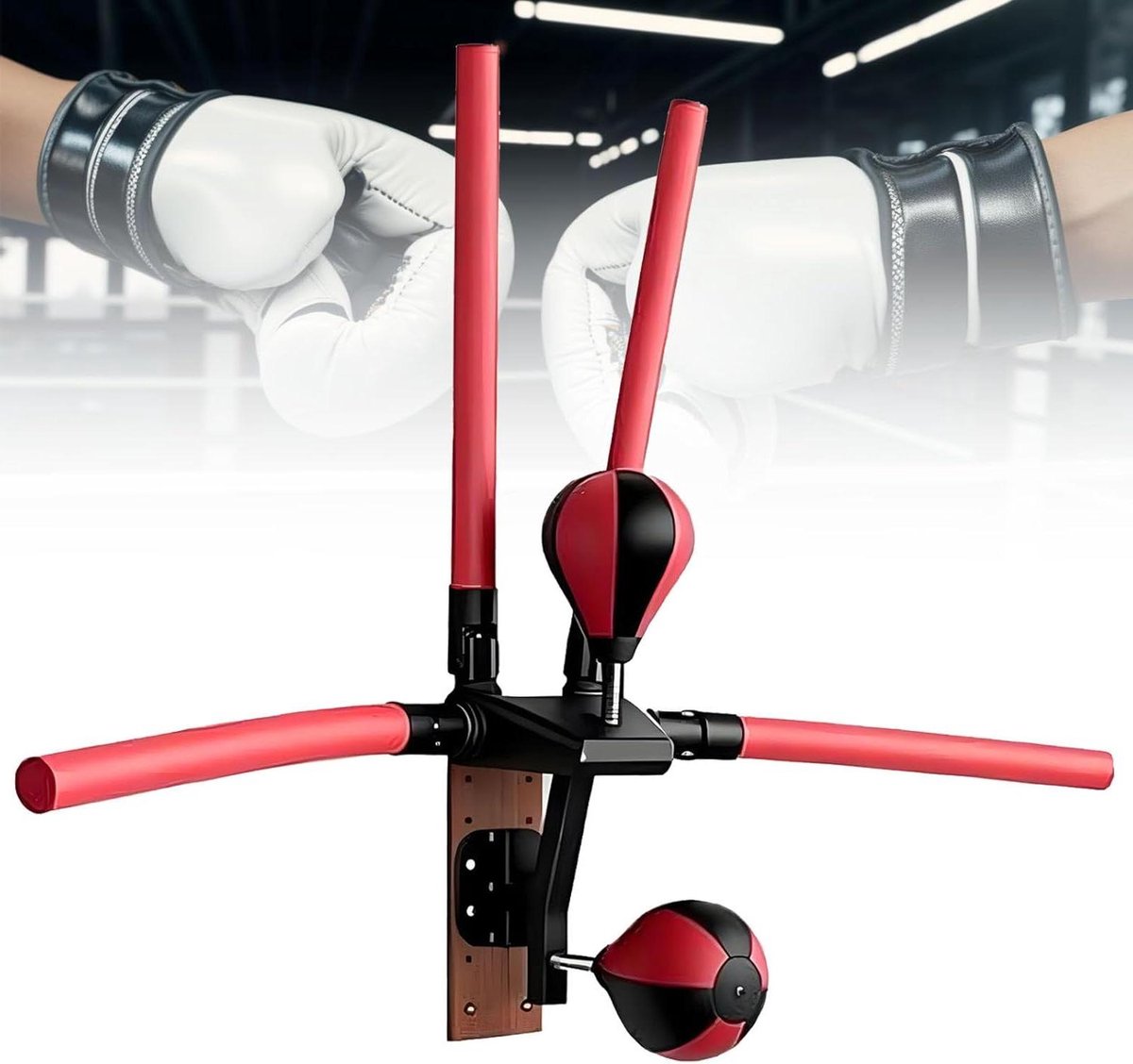 Bokstrainingsapparaat - Reactietrainer - Thuissport - Instelbare Hoogte - Wandmontage - Zwart Rood