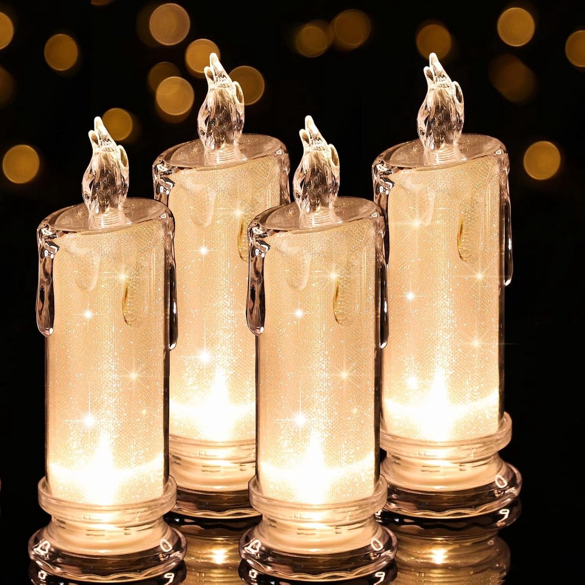 LED Kaarsen - Vlamloze Zuilkaars - Batterijgevoed - voor Valentijn, Bruiloft, Ramadan, Kerst - 6.5x17.5cm - 4 Stuks Witte