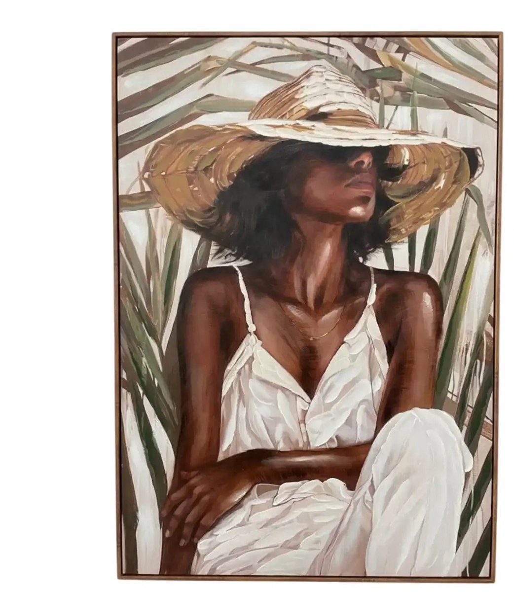 Mansion atmosphere Canvas Schilderij Emmalyn – Vrouw met Hoed 70x100 cm