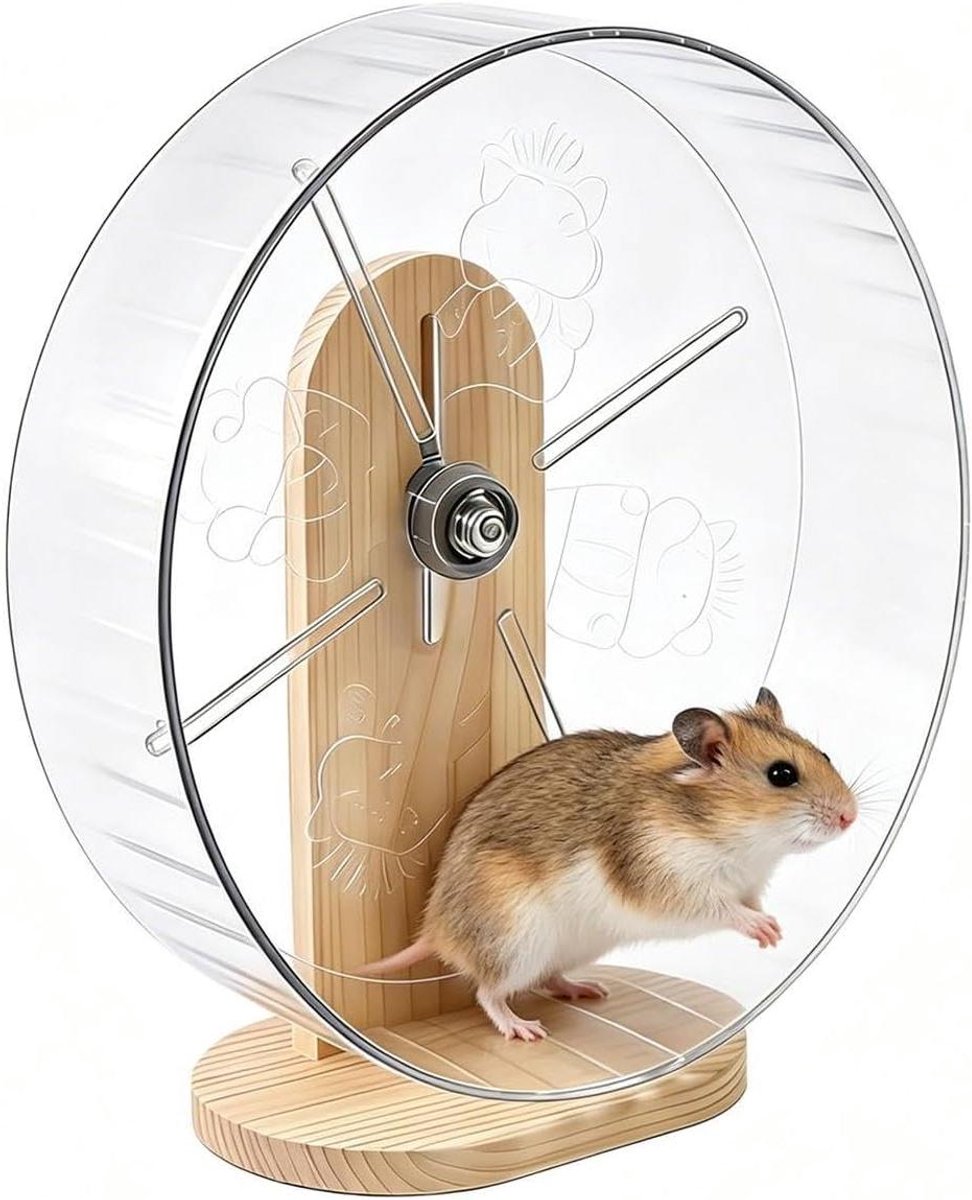 Hamster wiel - Loopwiel huisdier - Dieren beweging - Stil ontwerp - 25x25x12 cm - Transparant