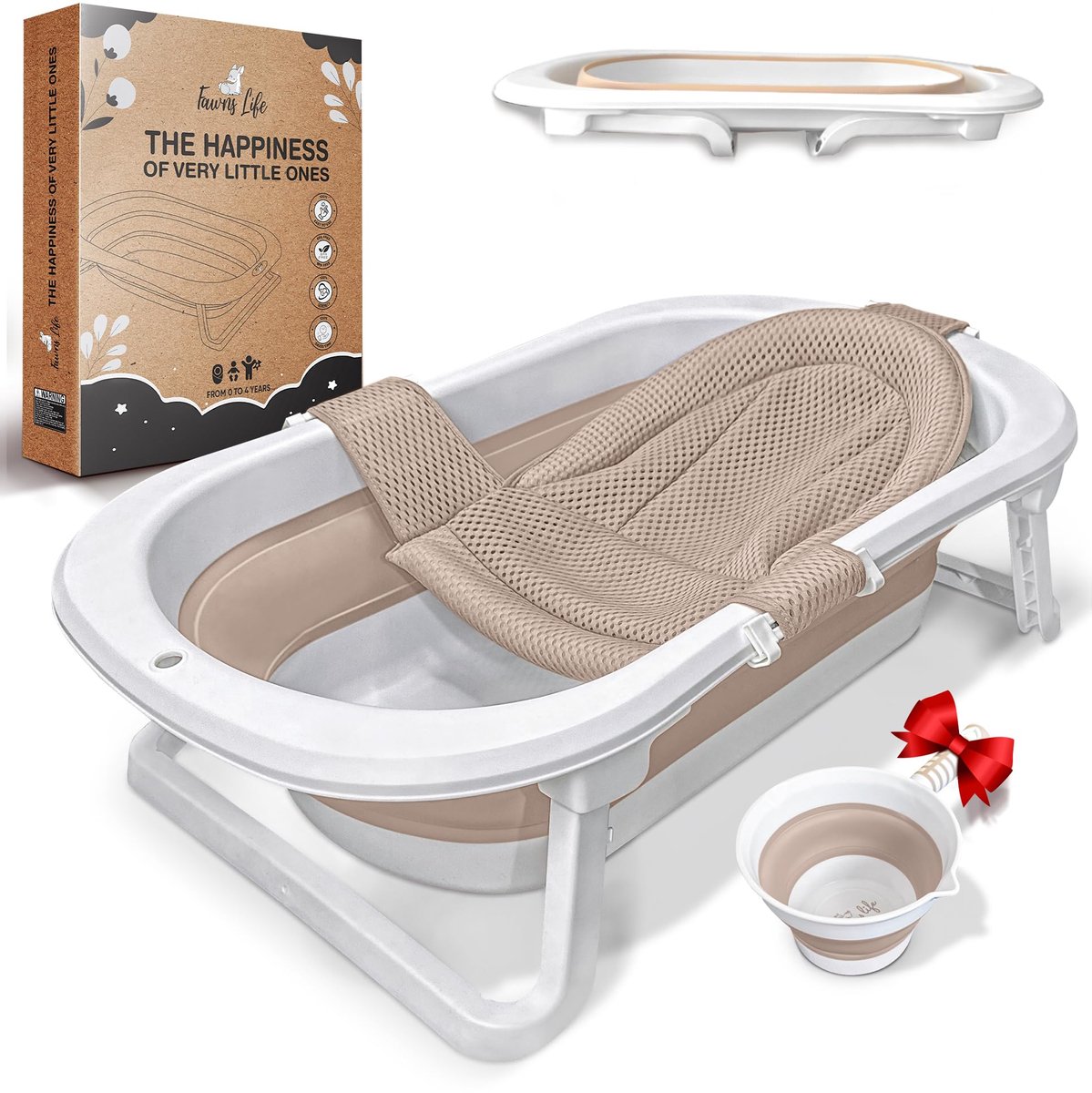SnelShoppen - Opvouwbare Badkuip voor Baby's, Comfortabele Zitting, Knie Mat, Ruimtebesparend, Hoogwaardig en Praktisch, Ideaal voor Thuis, Camping en