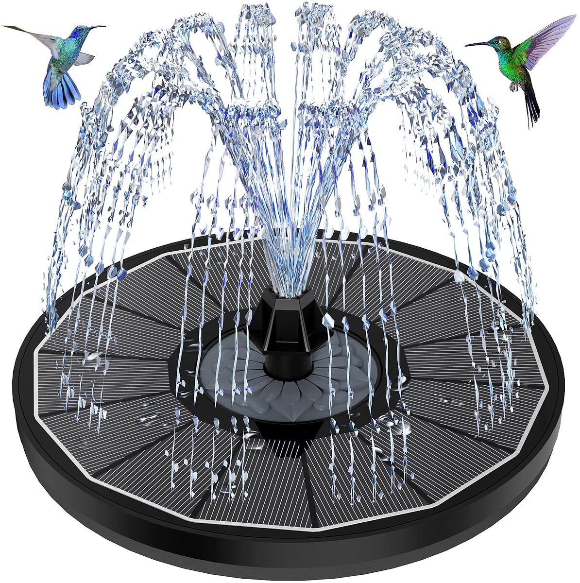 SnelShoppen - Solarfontein 2026 Upgrade 3,5W Zonne-energie Vogelbadfontein met Glazen Paneel, Hoge Efficiëntie Waterpomp voor Tuin en Kleine Vijvers,