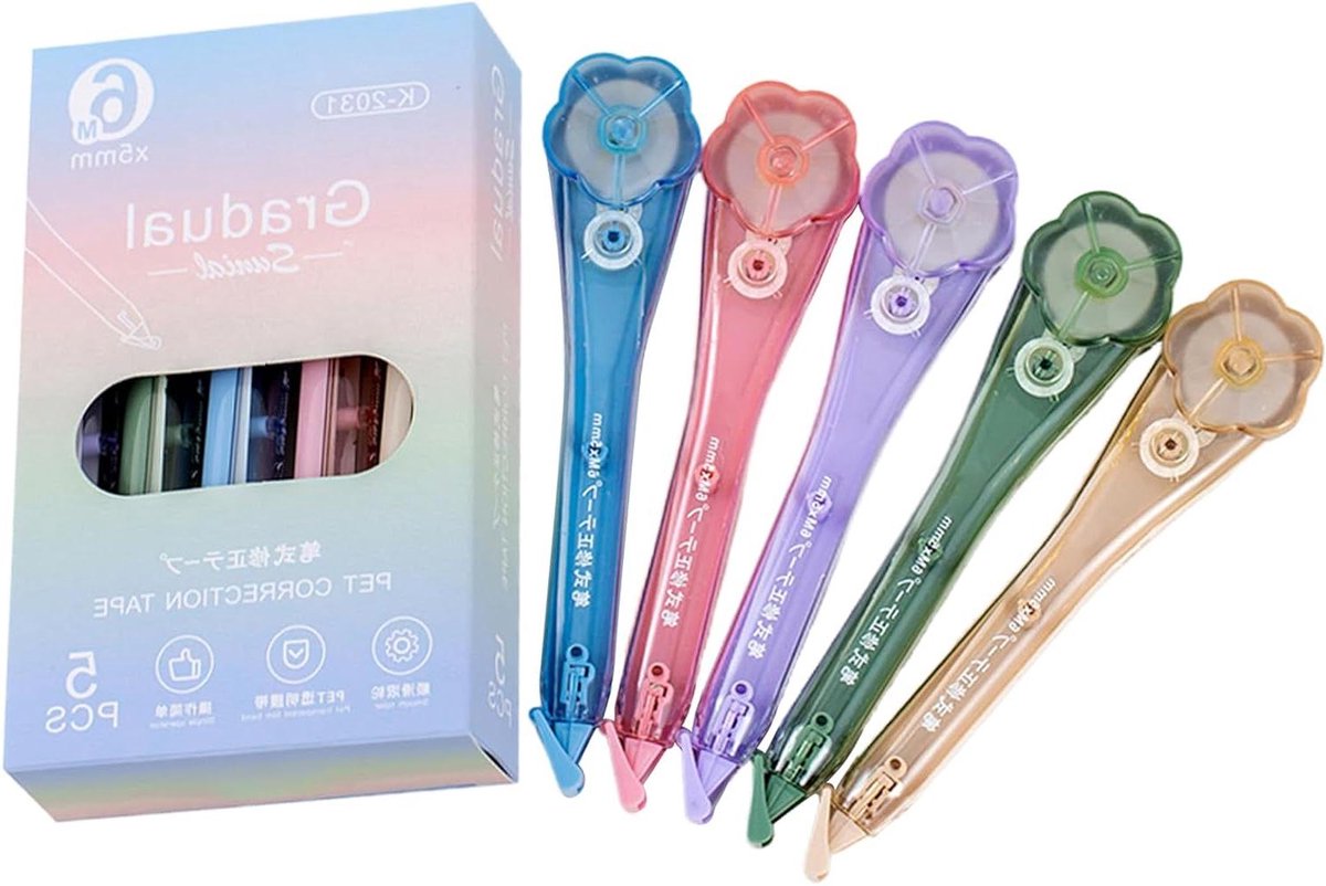 Correctieroller Pen - Foutcorrectie Tape - Schrijven Corrigeren - Smeervrije Prestaties - 5 stuks - Wit