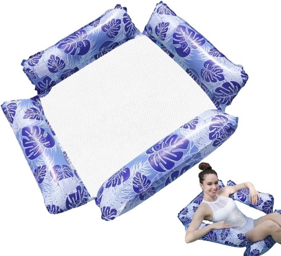Opblaasbare Zwembad Float - Waterstoel Lounger - Ontspannen op water - Ergonomisch ontwerp - 124 x 120 cm - Donkerblauw — afbeelding 5