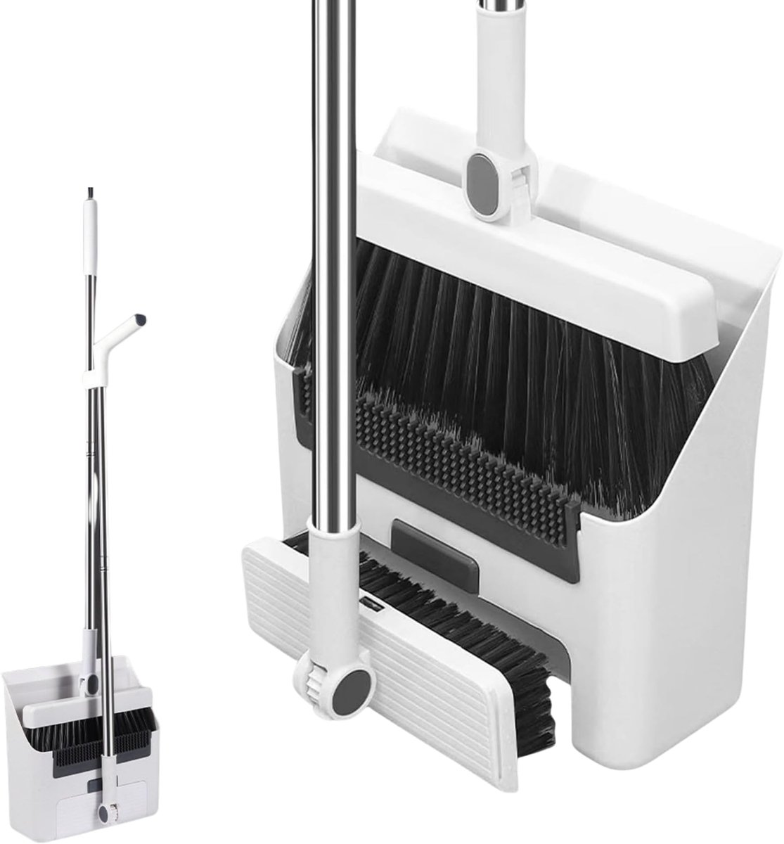 SnelShoppen - Opvouwbare Bezem en Stoffer Set met 2 Borstelkoppen - Perfect voor Keuken, Huis, Tuin en Camping - Handig, Compact en Lichtgewicht - Ide