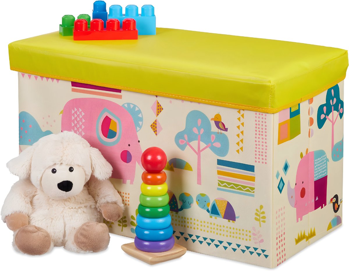 JCP® Speelgoedkist - 50L - Speelgoedkist op Wielen - Speelgoedopberger - Geel - 61cm x 36cm x 31cm