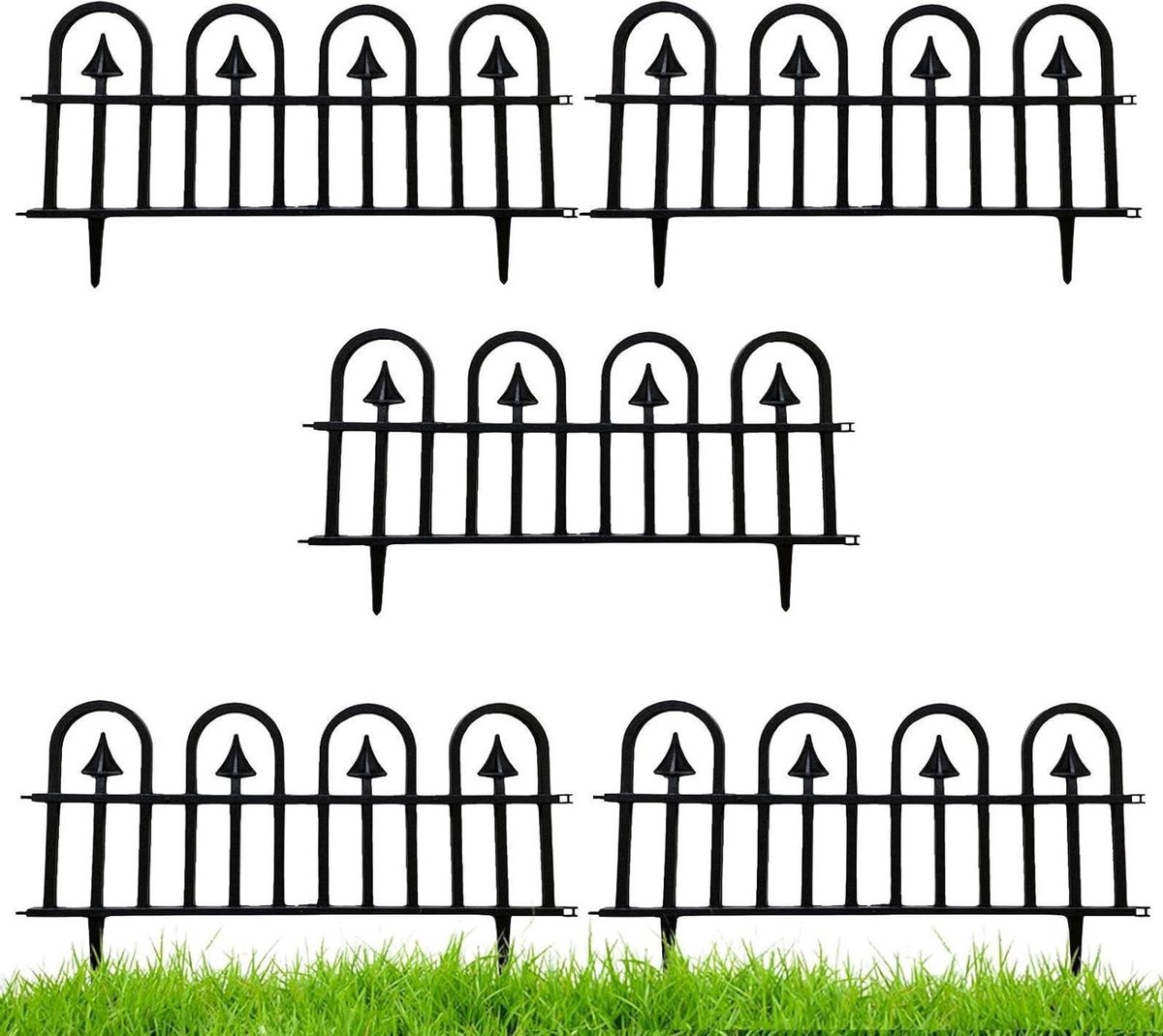 Tuinrand - Decoratieve omheining - Bloembedden afzetten - Weerbestendig PP materiaal - 60x31 cm - Zwart