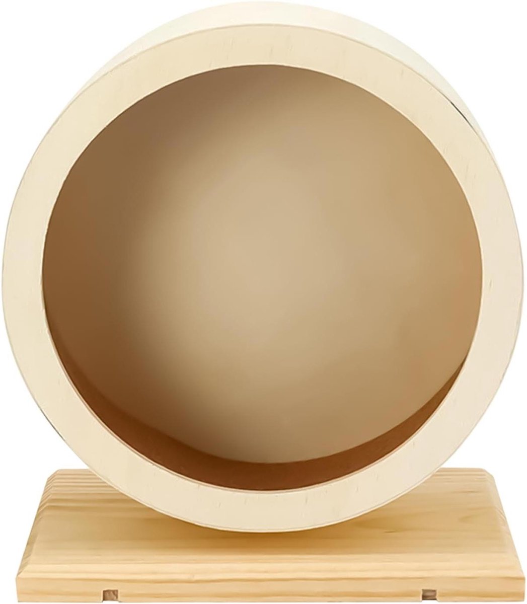 Hamster Loopwiel - Knaagdier wiel Speelwiel - Dieractiviteit Stimuleren - Stille Geluidsreductie - 28.5 x 23.2 x 14.4 cm - Houtkleur