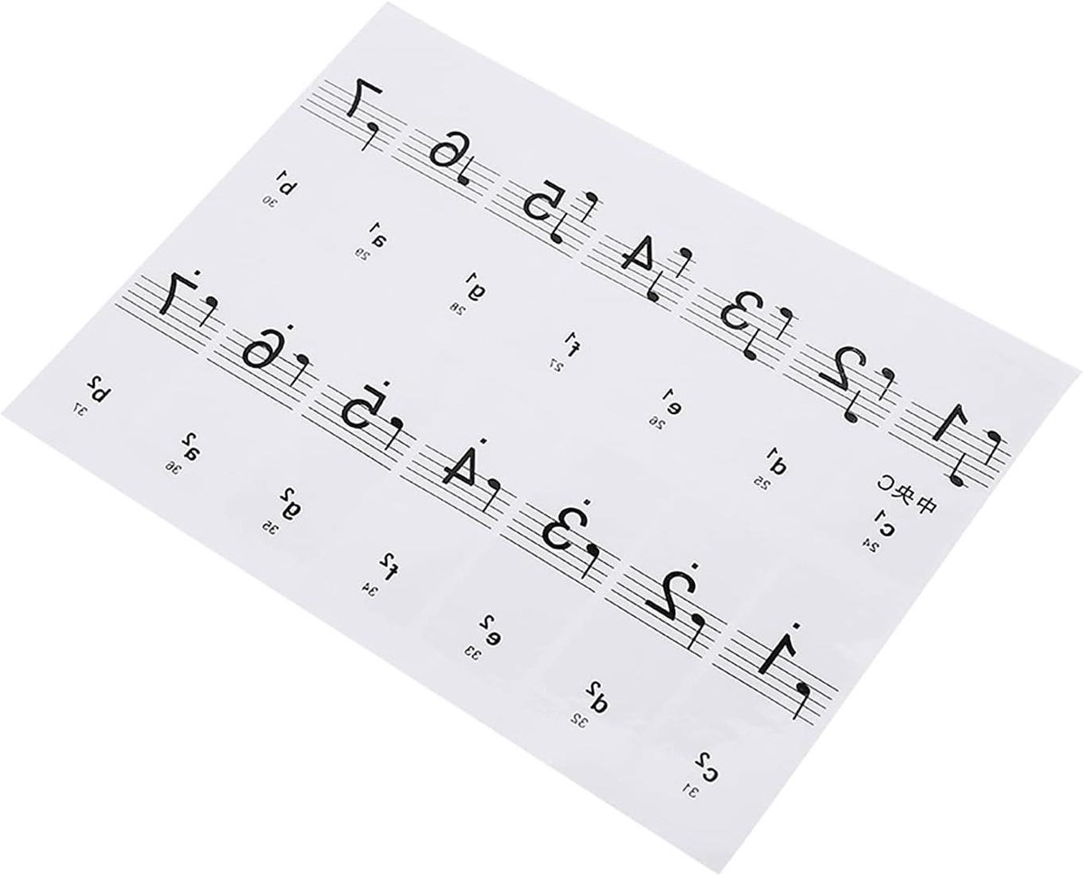 Toetsenbord Stickers - Pianostickers Beginners - Snel Leren Muziek - Genummerde Notatie Staaf - 88 Toetsen - Transparant