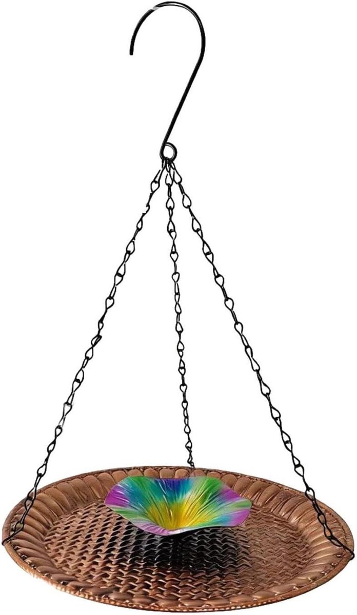 Vogelbad Decoratie - Vogel Drinkbak - Tuin Aankleden - Weerbestendig Metaal - 22 x 22 x 34.5 cm - Bruin