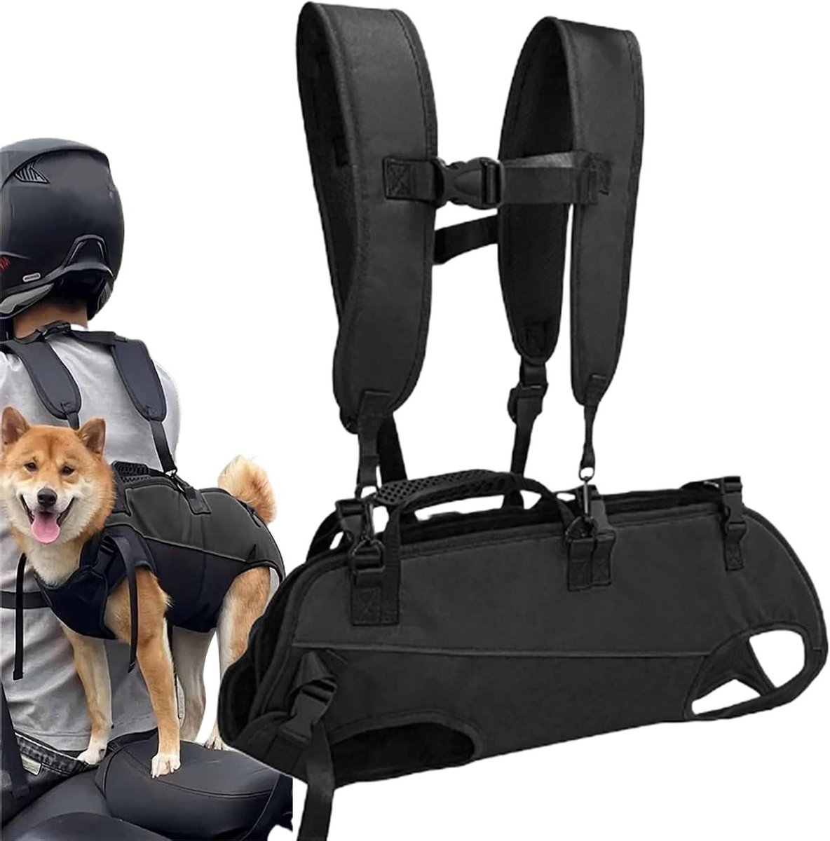 Honden Draagzak - Hondenlichaamsdrager - Veilig Vervoeren - Ademend Mesh - Maat M - Zwart