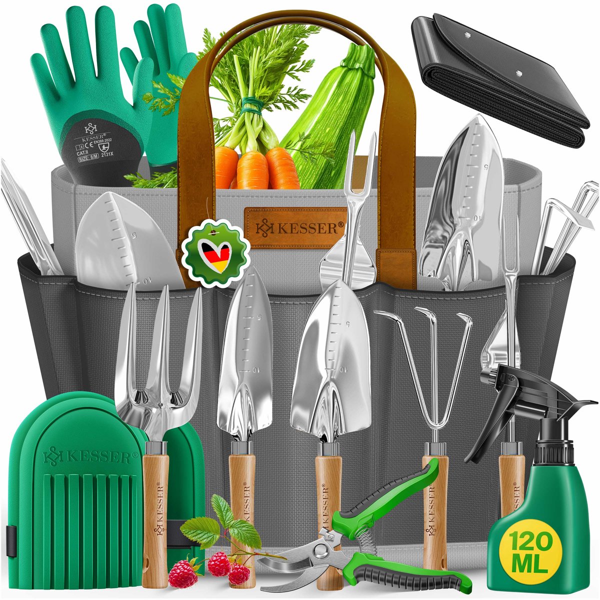 KESSER® 10-delige Tuinset met Ergonomische Handvatten en Tas