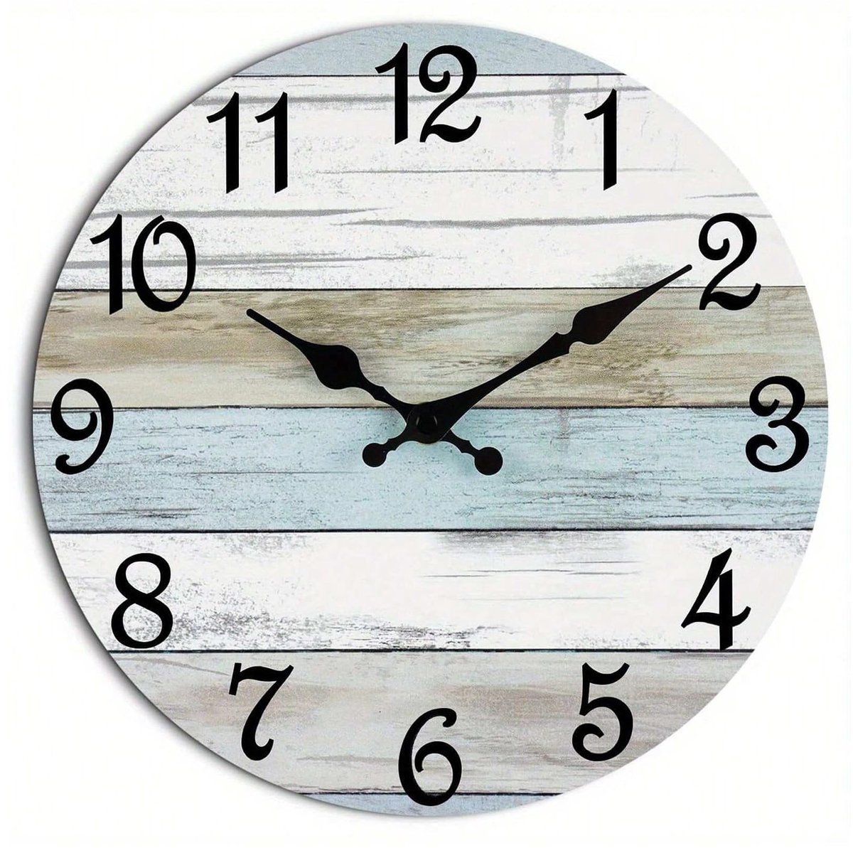 SnelShoppen - NUOVO Wandklok 25,4 cm - Rustieke Vintage Wandklok met Houtnerf - Geruisloos en Niet Tikkend - Landelijke Decoratie voor Keuken, Woonkam