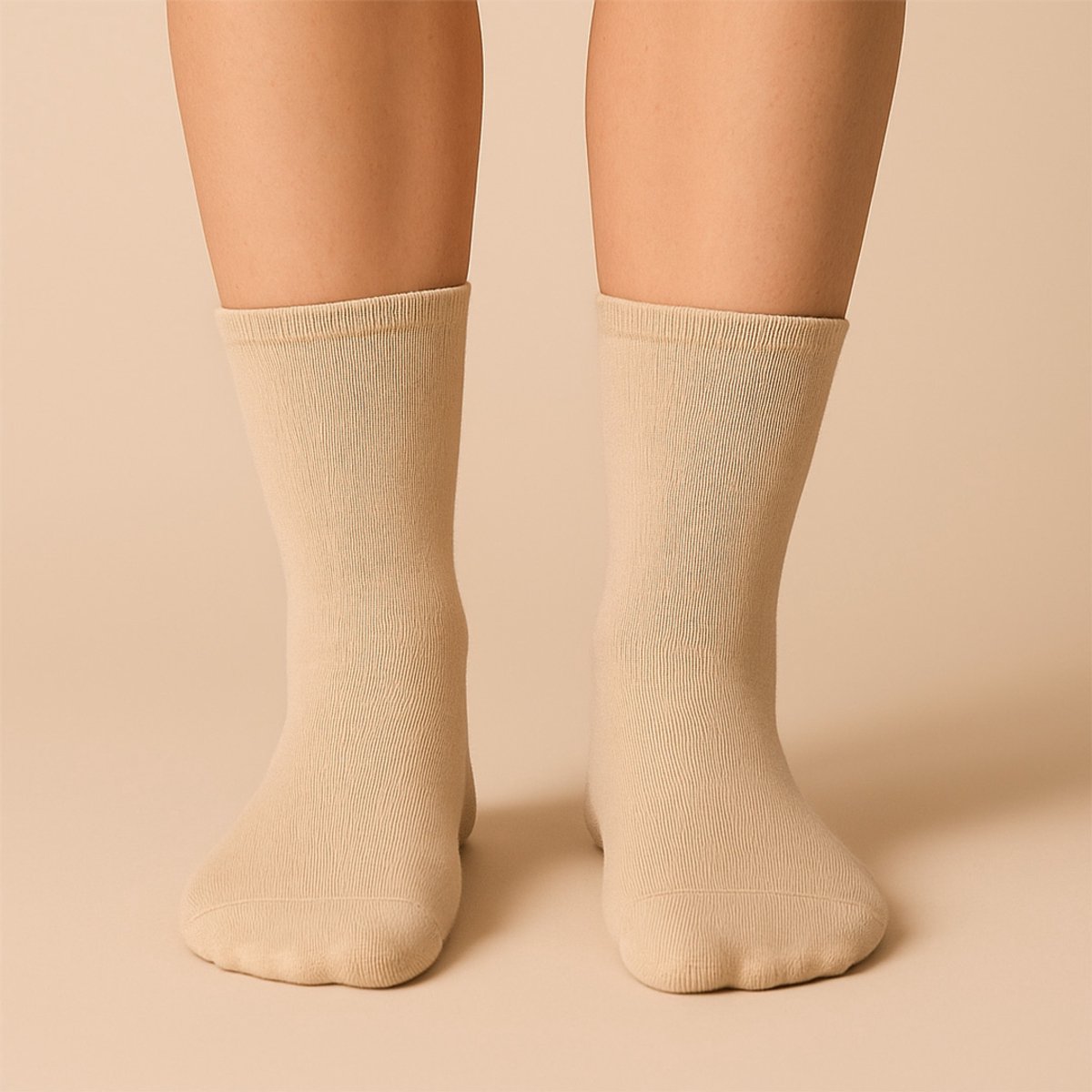 6 Paar - Extra Wijde Sokken - Katoen - Socks4fun - Beige - Drukvrije Boord
