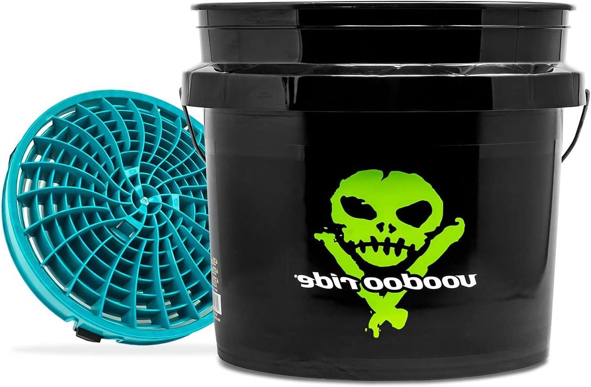 Autowash Emmer Set - Wasemmer met Vuilfilter - Krasvrij Auto Wassen - Vuilscheider Ontwerp - 12 liter - Zwart en Turquoise