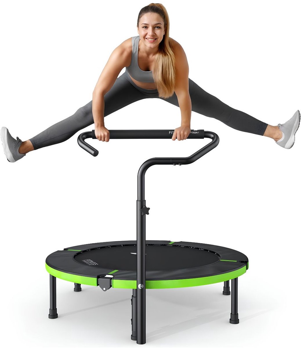 NIVA® Fitness Trampoline - Trampoline Fitness - Mini Trampoline - Zwart - 102cm x 102cm x 126cm
