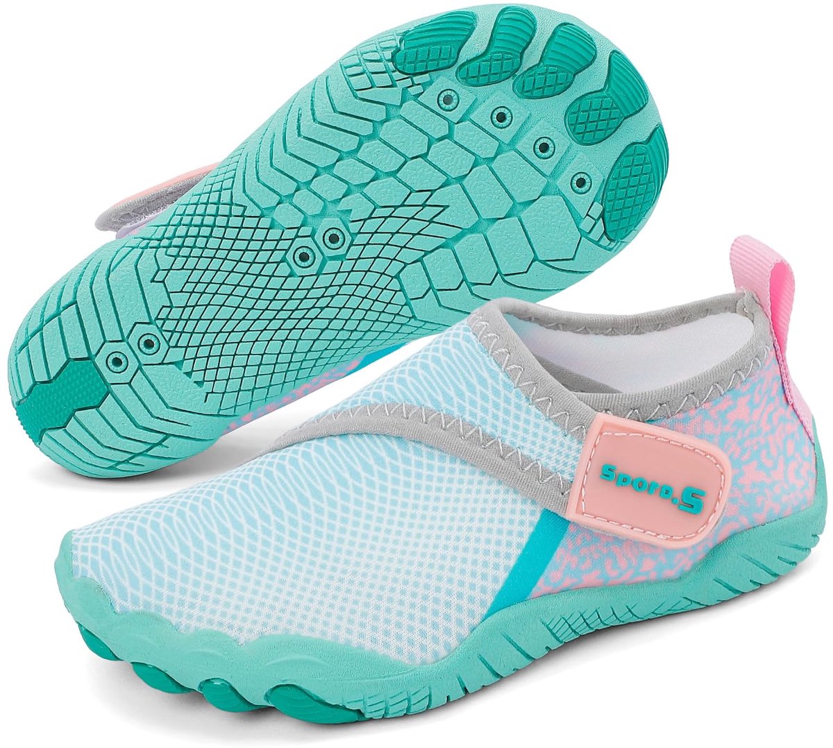 SnelShoppen - MASOCIO Badschoenen voor Kinderen, Antislip Waterschoenen, Sneldrogend, Maat 27-37 EU, Turquoise, Geschikt voor Jongens en Meisjes