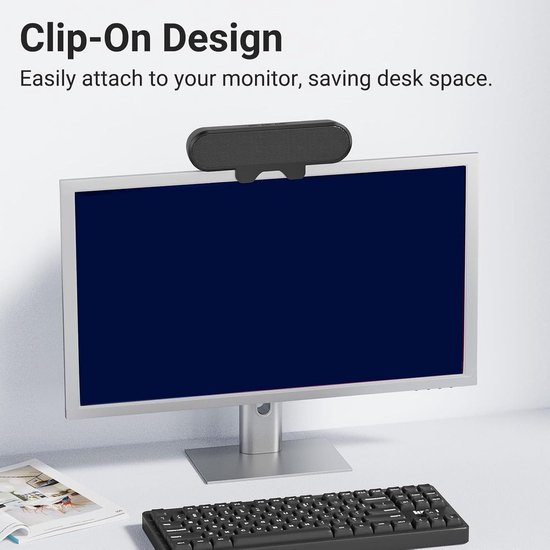 Compacte Soundbar - Desktop Luidspreker - Film en Muziek - Ruimtebesparend Ontwerp - 21 x 8 x 7 cm - Zwart — afbeelding 3