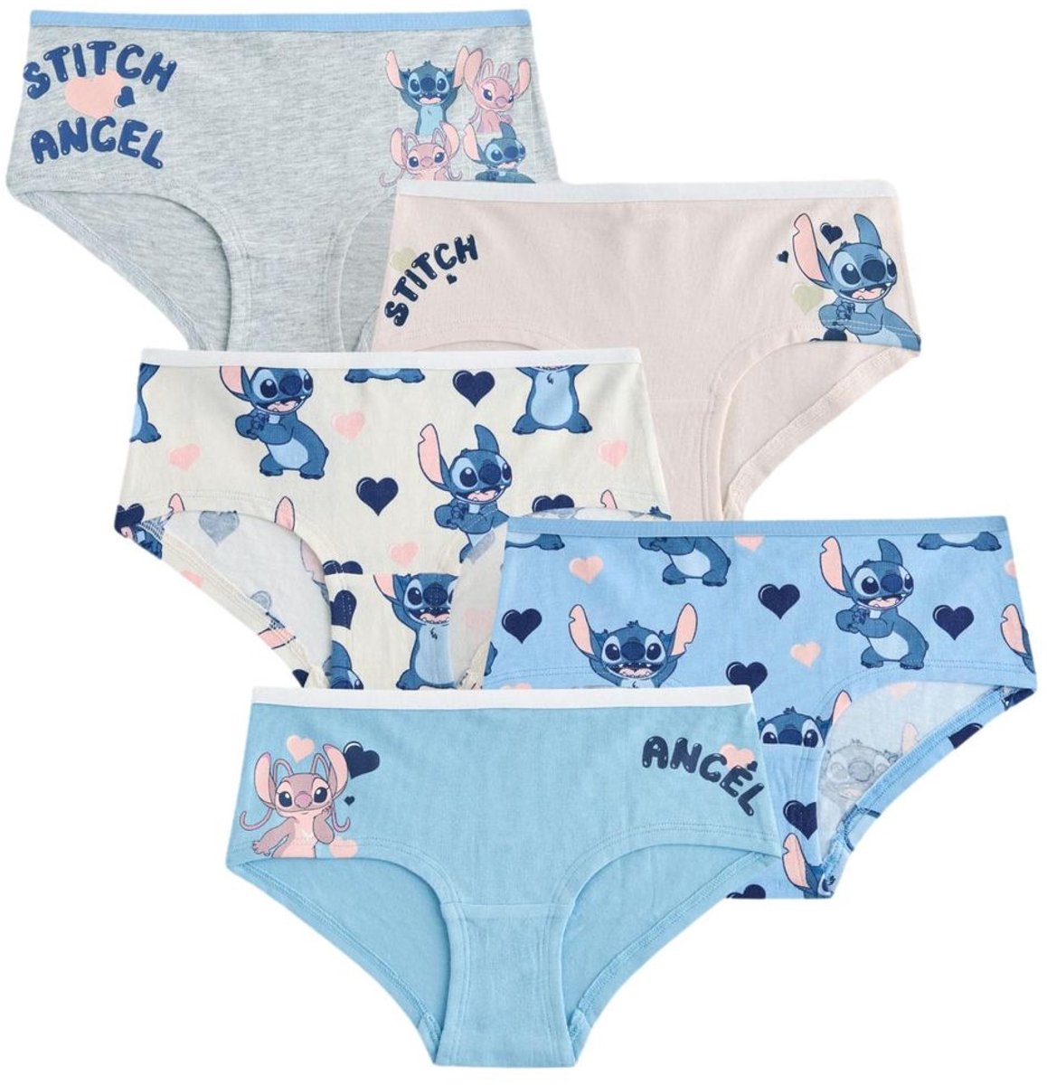 Next - Meisjes - Set van 5 Lilo & Stitch heupslips - Blauw