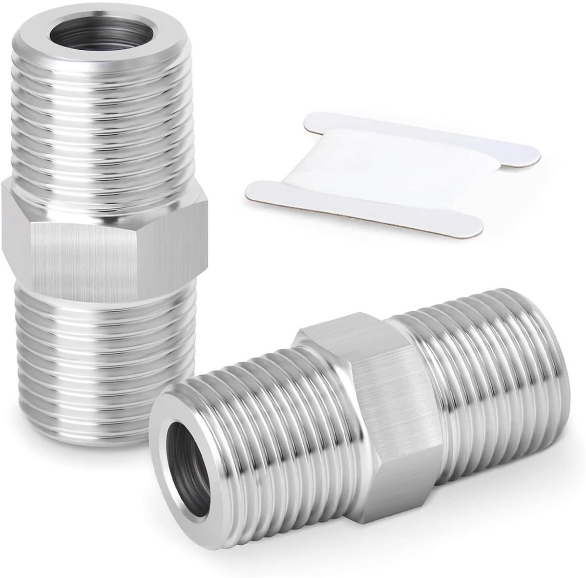 Dailygoods- Dubbele Nippel 3/8 Inch - Set van 2 - Roestvrij Staal - Schroefmof - Adapter 3/8 naar 3/8 - Waterleiding - Hoge Kwaliteit - Slangadapter
