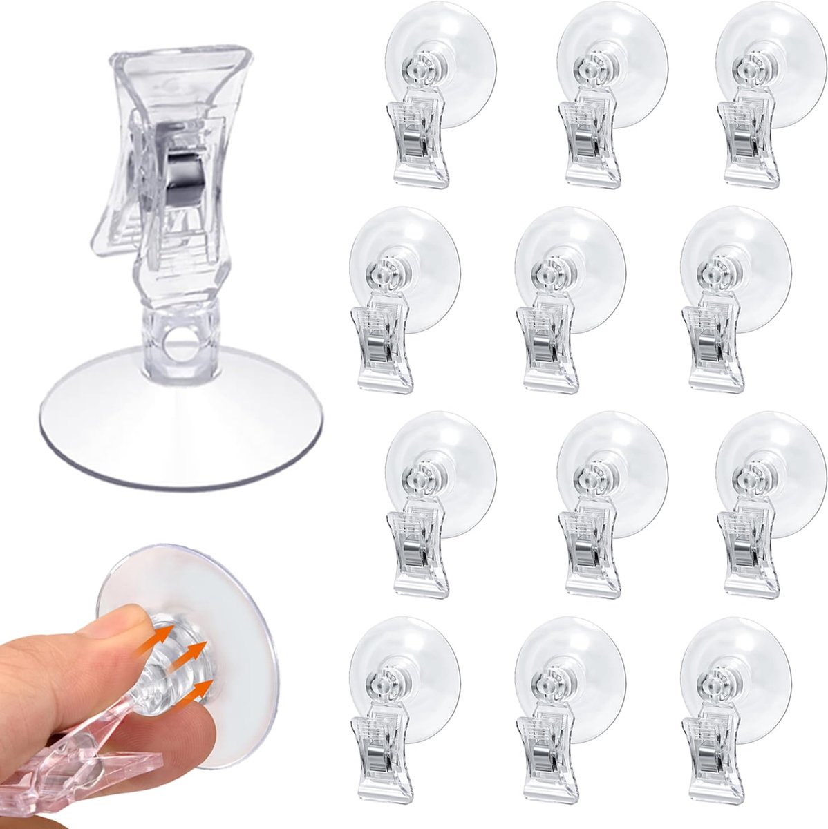 Dailygoods - 12 Stuks Transparante Zuignap Clips - Muurbevestiging voor Badkamer en Keuken