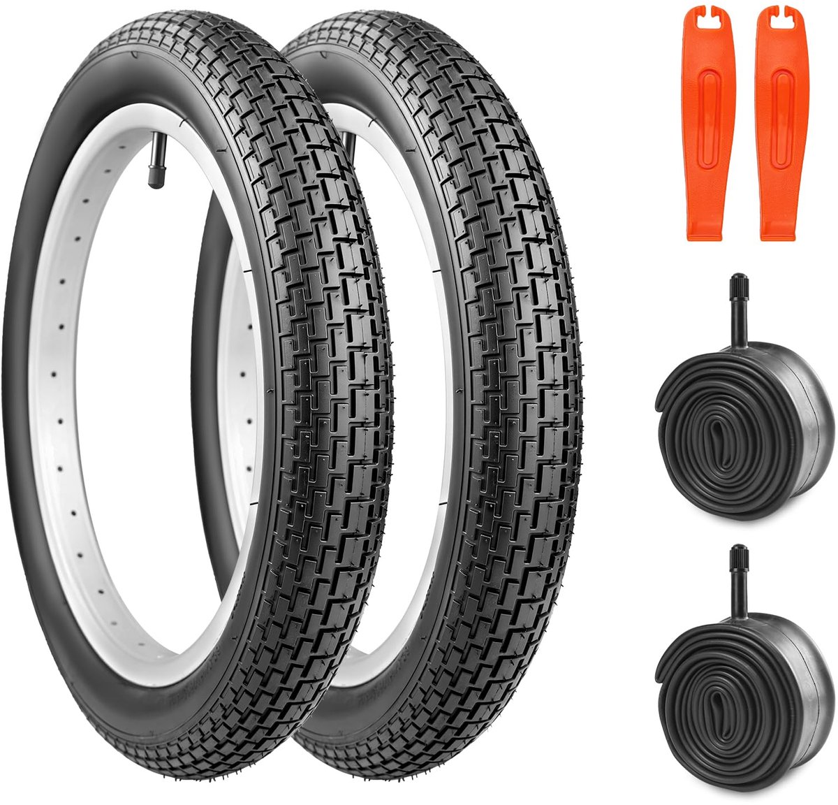 SnelShoppen - MEGHNA 16 x 2,35 inch Fietsbanden + 2 Binnenbanden + 2 Bandenlichters, Premium MTB-Banden voor Kinderbalansfietsen, Duurzaam en Betrouwb