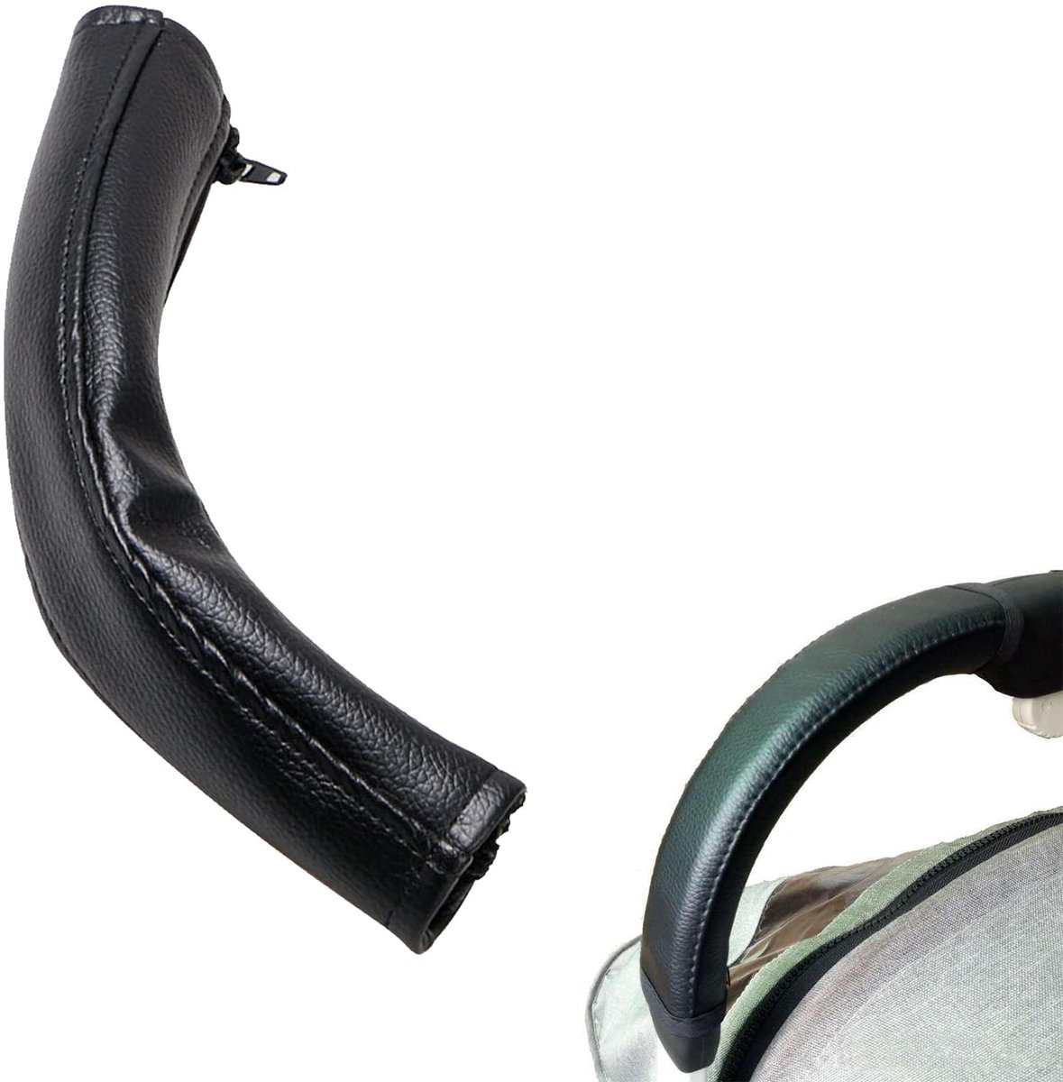 Dailygoods - Stuurhandvat Covers voor Kinderwagens - Leer met Rits