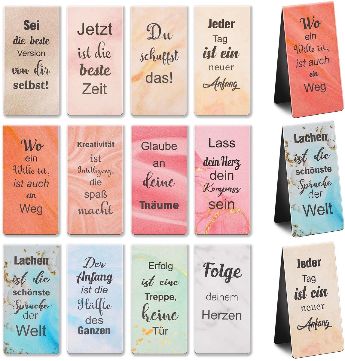 Dailygoods - 24 Stuks Magnetische Boekenleggers - Dubbelzijdige Boekenlegger Set met Inspirerende Citaten
