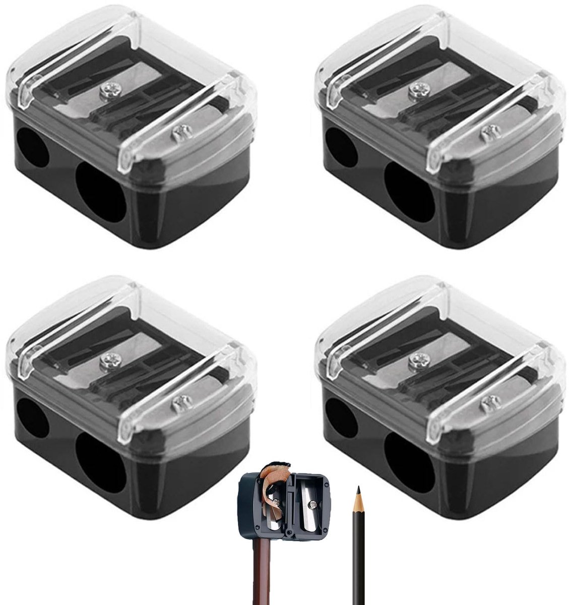 Dailygoods - 4 Stuks Make-up Puntenslijper - Voor Dikke en Dunne Potloden en Cosmetica