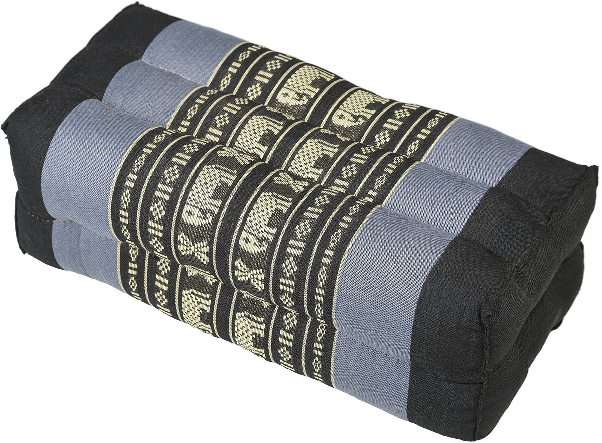 Dailygoods - Meditatiekussen voor Yoga - 35 x 15 x 10 cm, Kapok Vulling, Blauw Olifantenpatroon