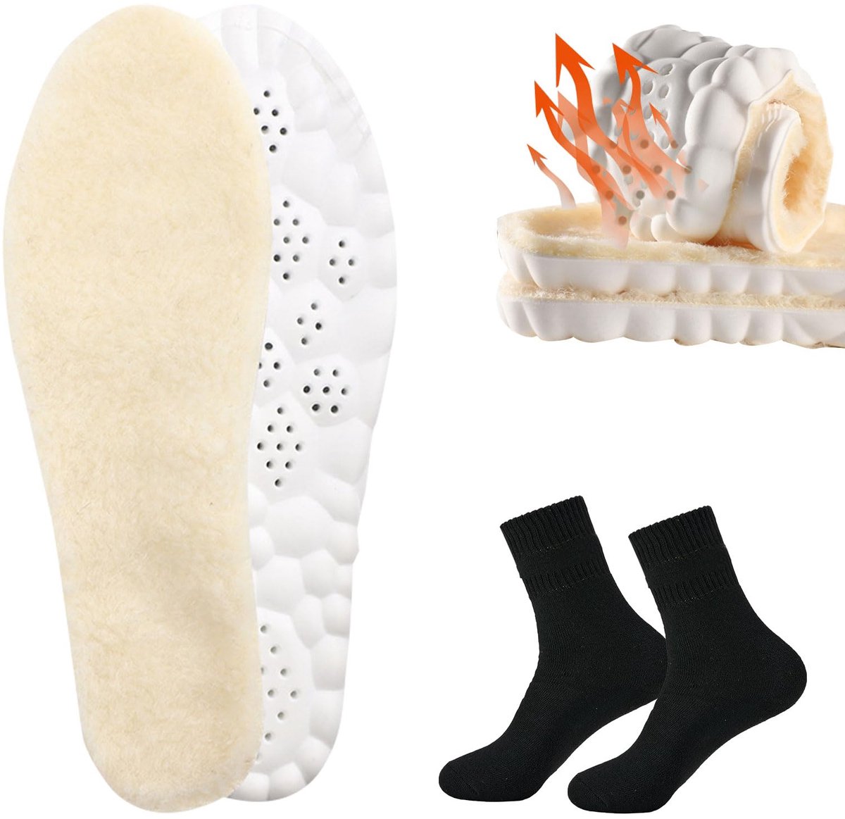 Dailygoods - Echte Lamsvacht Inlegzolen voor Dames en Heren - Warm en Comfortabel