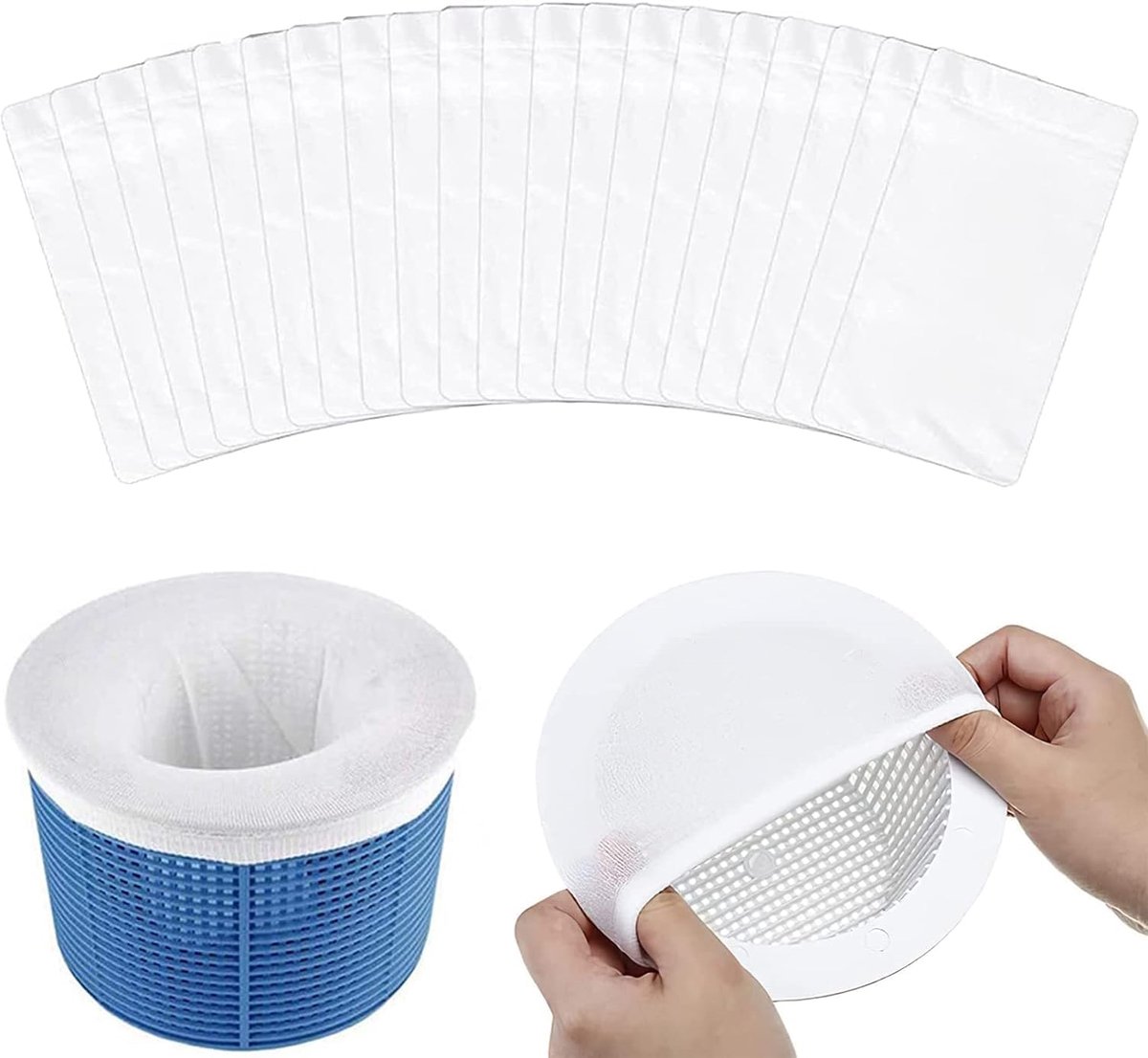 Dailygoods- Skimmersokken 20 stuks - Herbruikbare Filtersokken - Nylonweefsel - 13 x 23 cm - Perfecte Filtratie - Beschermers voor Skimmer - Filterkousen
