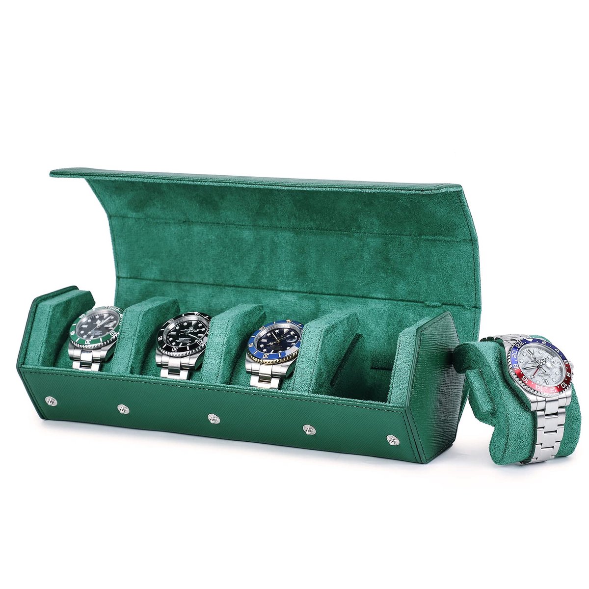 Dailygoods - Hexagonale Horlogedoos van Echt Leer - Reisopbergdoos voor 4 Horloges