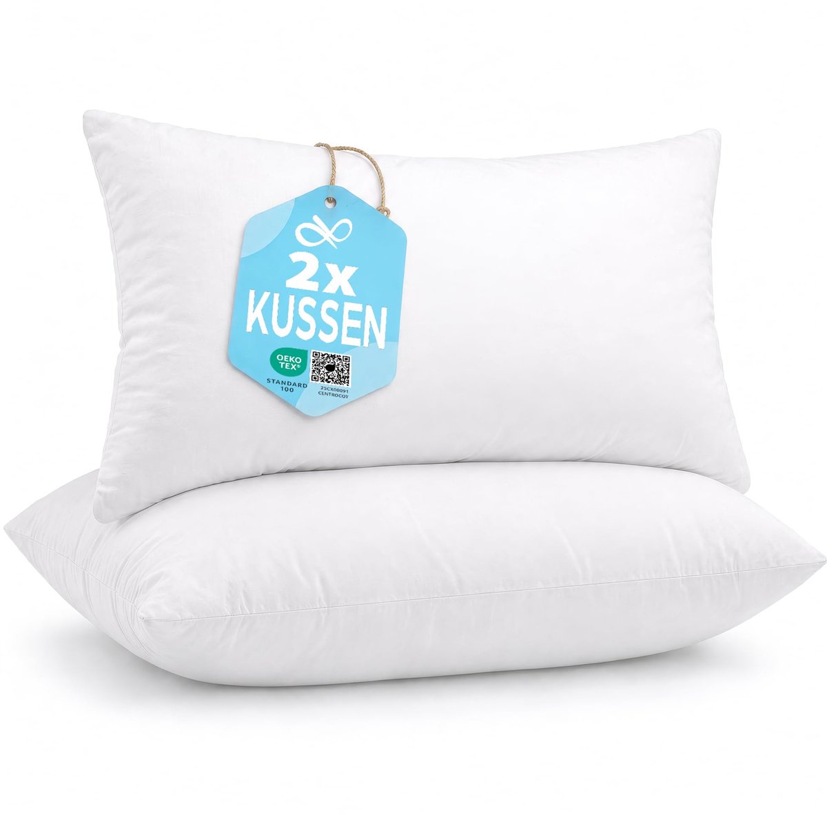 SnelShoppen - Bedkussens Paar 48x74 cm voor Comfortabel Slapen - Hypoallergene Anti-mijt Kussens met Katoenen en Polyester Kussensloop - Ideaal voor T