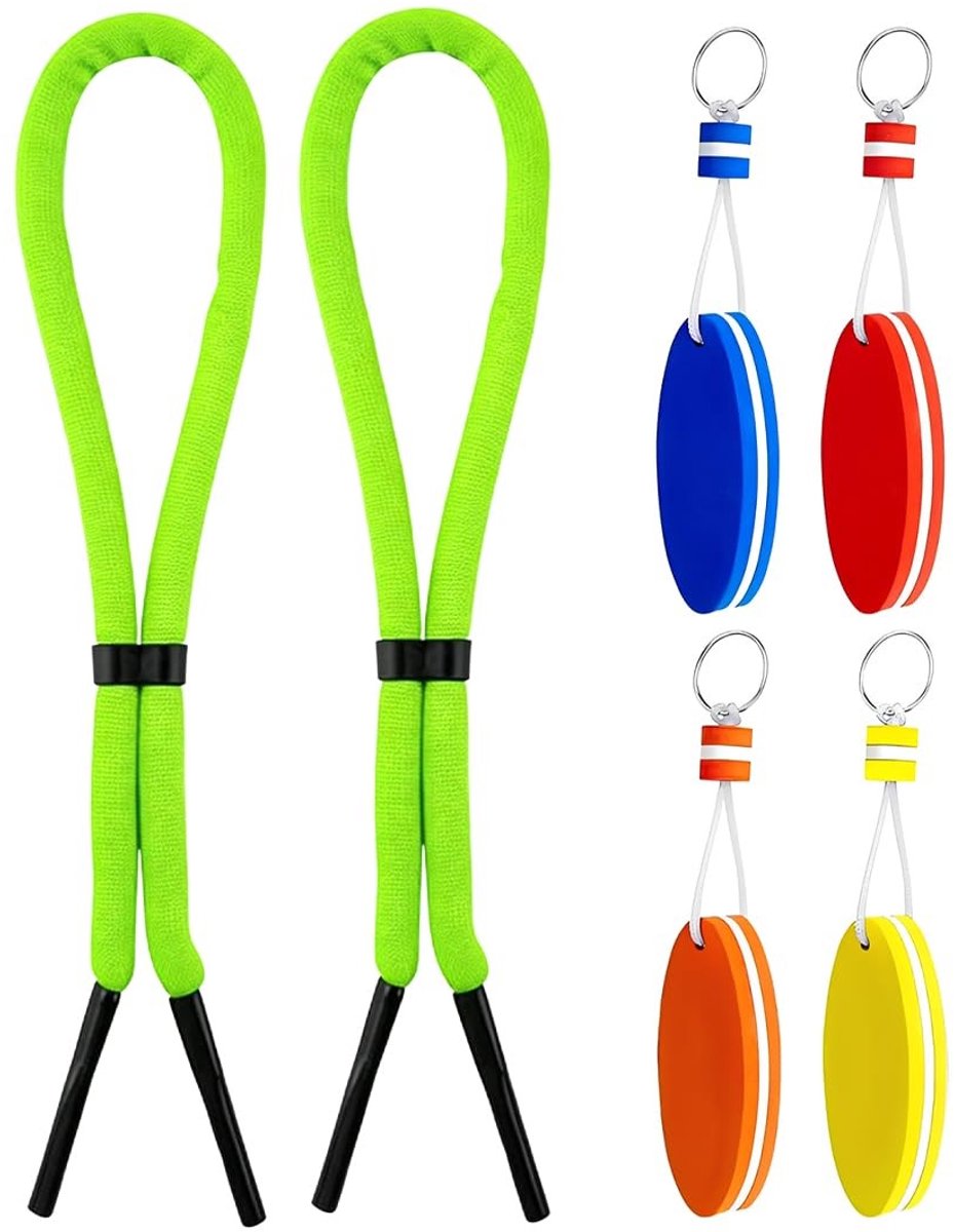 Dailygoods- Brillenband Drijvende Set - 2 Riemen - 4 Drijvende Sleutelhangers - Accessoires voor Watersport - Ideaal voor Boottochten - Lichtgewicht en Praktisch