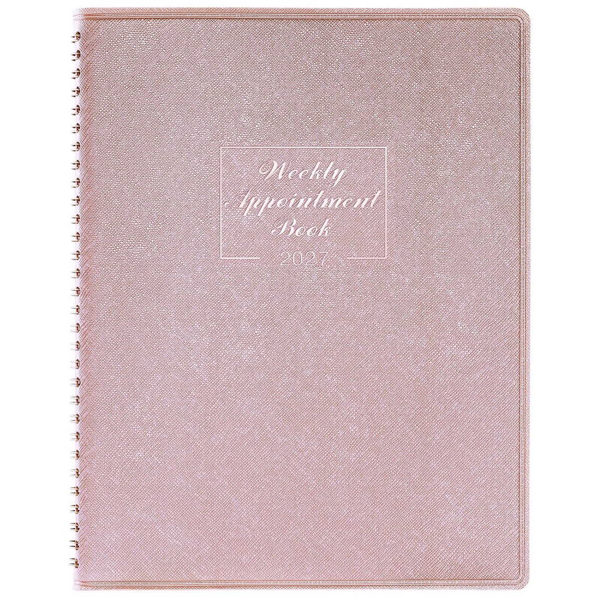 SnelShoppen - Afsprakendagboek 2026 2027 - Agenda 2026 A4 Weekplanner met zachte lederen hoes, roségoud, 21,8 x 29 cm, perfect voor afspraken en plann