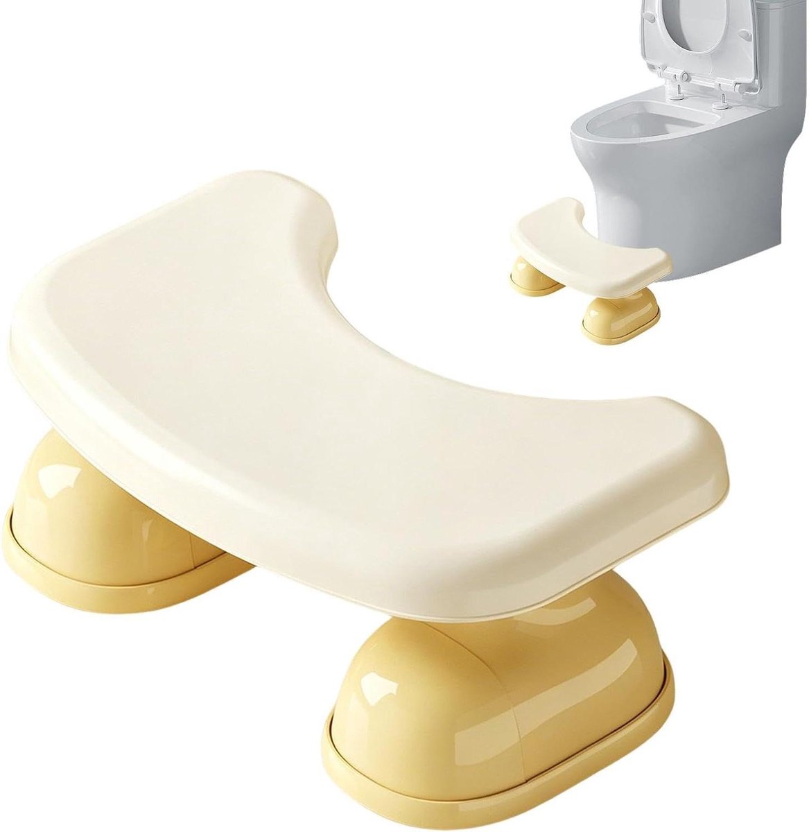 Badkruk voor Poepen - Potverhoger Toilet - Ondersteunen Stoelgang - Antislip & Kantelveilig - 39.5x25x16.5cm - Geel
