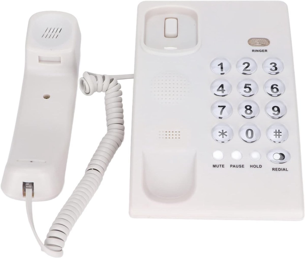 Dailygoods - Desktop-draadloze telefoon - Grote knop - Hoog volume - Wit - Thuis kantoor - Hotel - Gebruiksvriendelijk