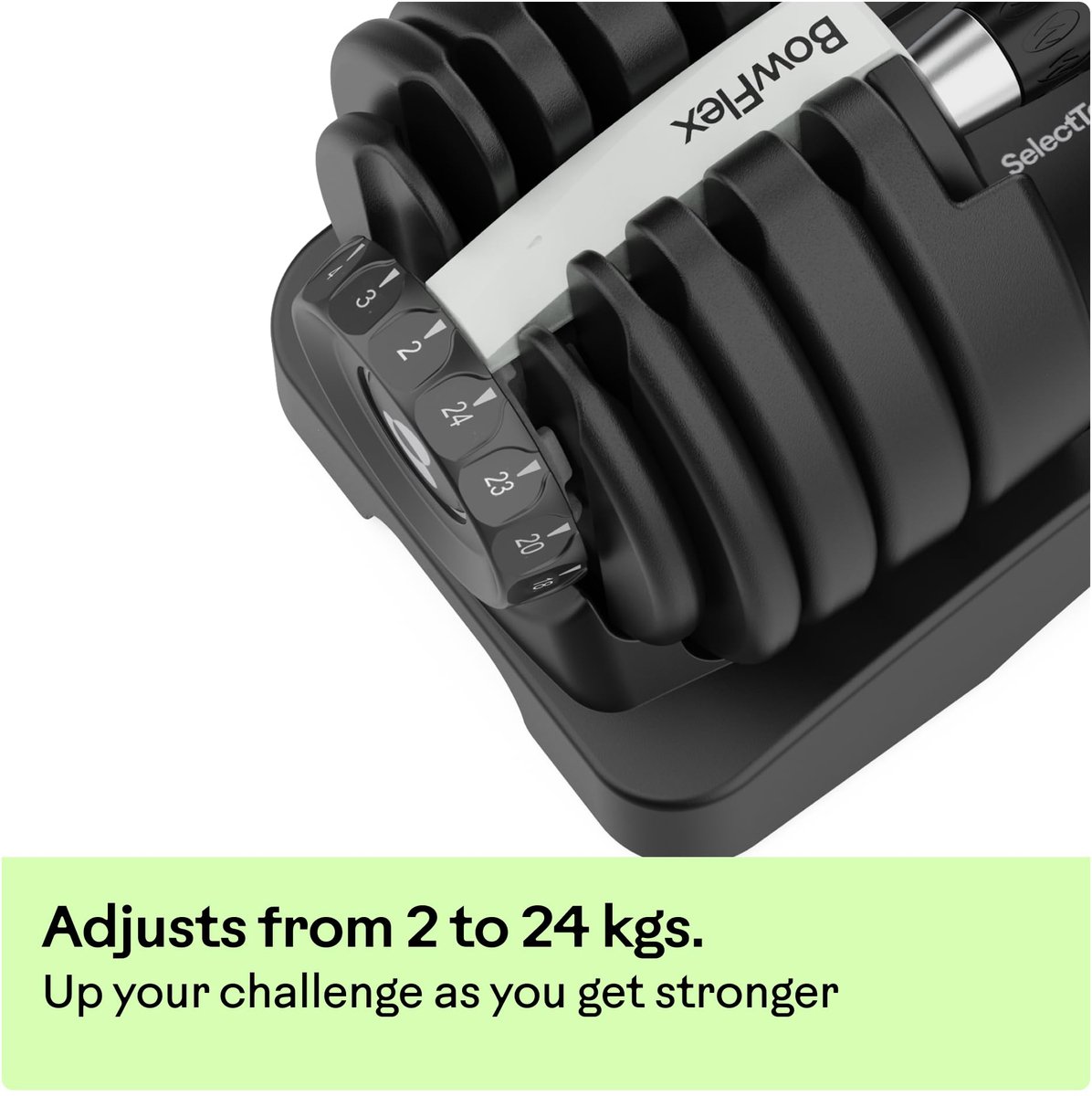 SnelShoppen - Bowflex SelectTech 52 Verstelbare Halters 2-24 kg - 15 Gewichten in 1 - Snelselectie - Metalen Componenten - Krachttraining Thuis