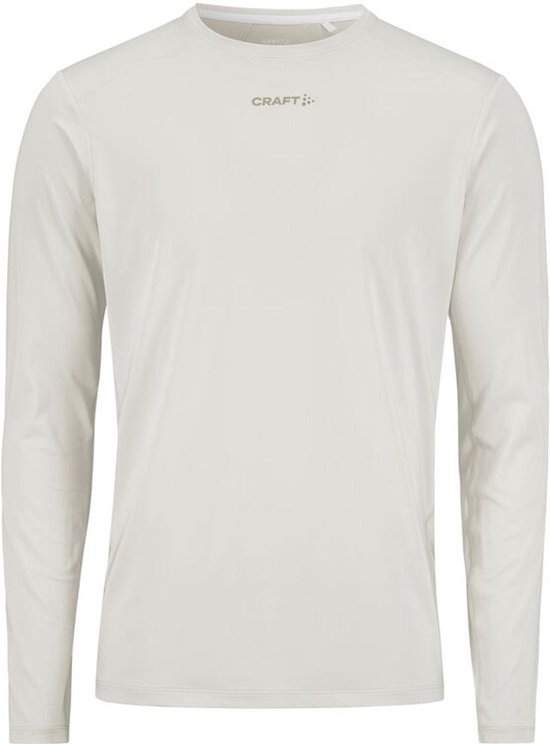 Lichtgrijs Craft T-shirt met lange mouwen en een subtiel merklogo op de borst.