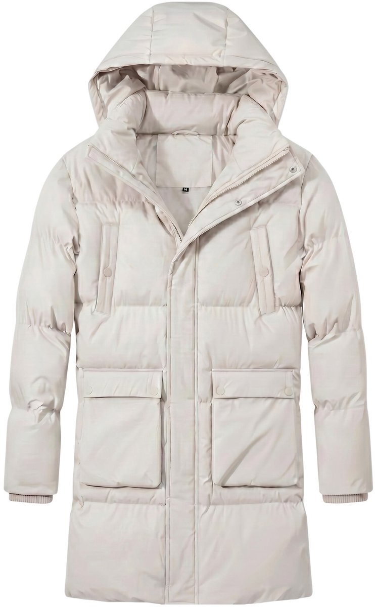 Lange Puffer Jas Heren - Heren Jas Winter - LF3361 - Beige - Maat XL