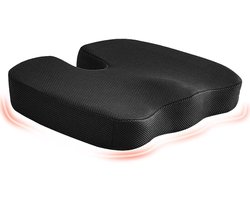 Autostoelkussen - Stoelverhoger Volwassenen - Comfortabel Autorijden - Ergonomisch Ontwerp - 45 x 35 x 7 cm - Zwart