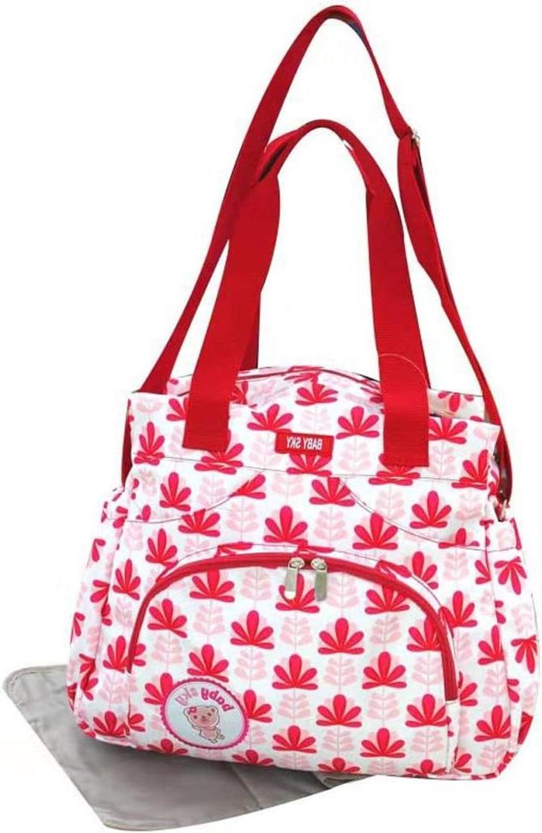 Luiertas Verzorgingstas - Babytas Draagtas - Dagtocht Baby - Praktische Ruime Indeling - 40 x 35 x 18 cm - Rood